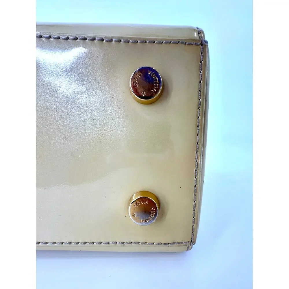 Louis Vuitton Brea MM Monogram Vernis Cream Patent Leather Bag + Entrupy Cert